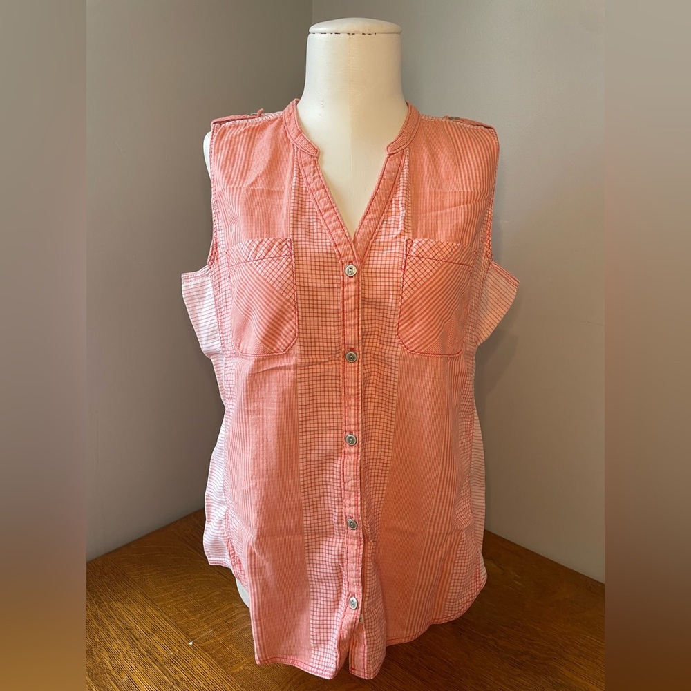 Woolrich Women's Conundrum Eco Rich Sleeveless Shirt Teaberry Size Medium Pink